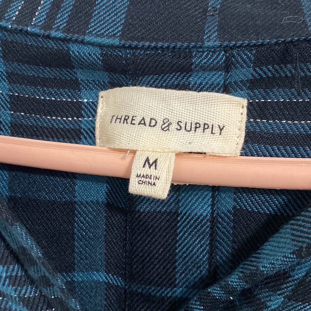 Thread & Supply Teal and Black Plaid Shirt - Picture 3 of 4
